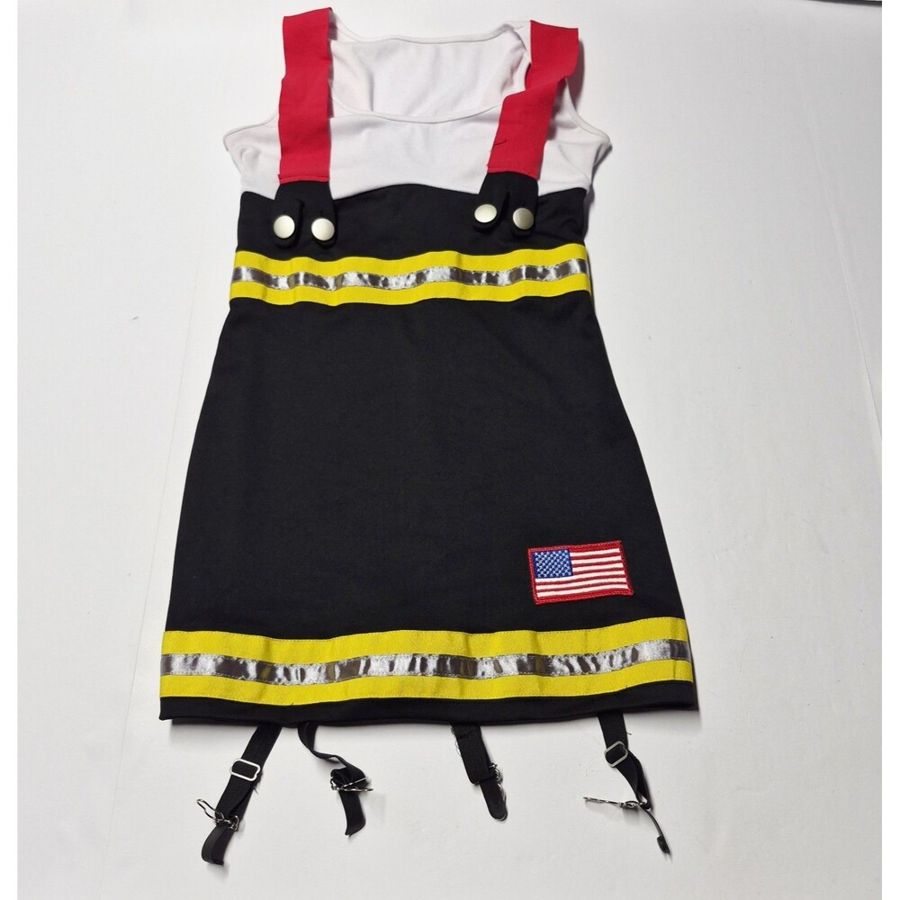 Leg Avenue Firefighter Dress Costume Garters US Flag Reflective S Backdraft Babe